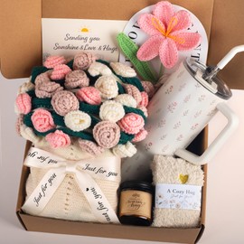 Care Package for Women with Flower Bouquet Blanket, Get Well Gifts