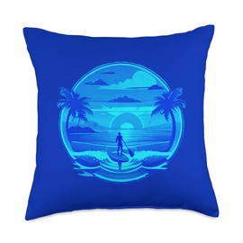 Enjoy SUP Stand Up Paddle Sport Surfboard Board Enjoy SUP Boat Sunset Stand Up Paddle Board Throw Pillow, 18x18, Multicolor