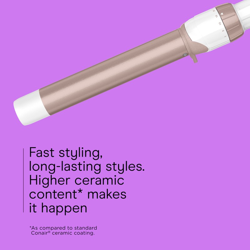 Conair Double Ceramic 1-Inch Curling Wand, Produces Flawless Waves, Curling