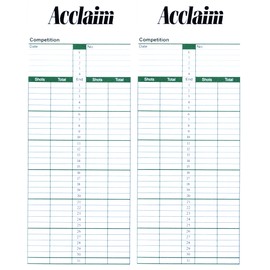 Acclaim Lawn Bowls Scorecards Double Sided Twin Use White Black With Green Text Card Printed Sheets 8 1/4" x 3 1/4" In 100’s 500’s & 1000’s (100)