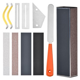 Guitar Luthier Tool Set, Guitar Fret File, Guitar Fret Levelling Beam, 2 Fingerboard Protectors, Fret Rocker Levels, 2 Guitar String Splitters, 4 Sandpaper, for Bass Banjo Ukulele