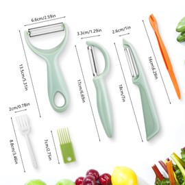 Senbowe Upgrade Potato Peeler for Kitchen, 6PCS Stainless Steel Vegetable Peeler, I and Y Veggie Food Peeler for Apple Fruit Carrot Zucchini Cucumber,Good Grip Makes Peeling Very Easy (Green)