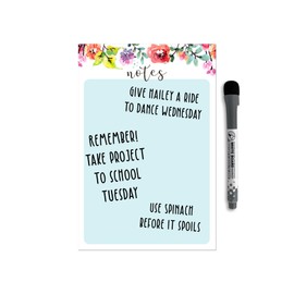 Dry Erase Whiteboard Vinyl Sticker Decal for Notes & Reminders by Glassboard Studio | Removable & Reusable | Magnetic Fine-Tip Marker Included (6 x 9 inches, Floral)
