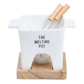 Santa Barbara Design Studio Fondue Pot and 2 for Cheese and Chocolate Warmer Bowl Gift Set, Mini, The Melting Pot