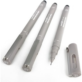 Uni Pin Fineliner Drawing Pen - Light Grey Tone - 0.1mm - Pack of 3