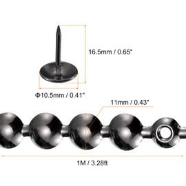 QUARKZMAN Upholstery Pins Strips 1 Metre Shiny Decorative Nails Trim for Sofa Headboard Chair Furniture with Upholstery Nails (11 mm Grey)