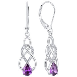 YL Celtic Knot Earrings 925 Sterling Silver Infinity Dangle Drop Earring Created Amethyst Twist Leverback Jewelry for Women
