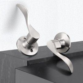 GOBEKOR 5 Pack Brushed Nickel Passage Door Levers Interior Door Handles for Hallway and Closet Door Lock Keyless Wave Lever Door Handles