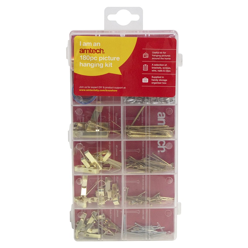 Amtech S5162 Picture Hanging Kit, Picture Hangers, Picture Hooks, Wall