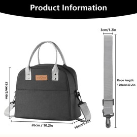 Zxglxinyao Lunch Bag for Women Men, Lunch Tote Bags, Reusable Cooler Food Container, Insulated Lunch Box with High Capacity for Work Travel Picnic Office Outdoor，Black