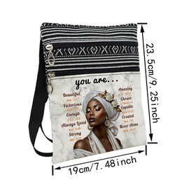 LiuenMgg African American Messenger Bag Small Ethnic Pattern Adjustable Strap Crossbody Zipper Pouch Marble Inspiring Phone Organizer Wallet Bible Quote Shoulder Handbag for Black Women