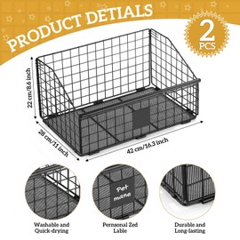 Kritkin 2 Pcs Dog Toy Basket Toy Box Bin for Dogs Black Pet Storage Organizer Metal Basket for Puppy Cat Living Room Area(Large)