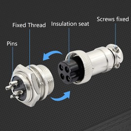 GELRHONR Aviation Plug 4 Pin 16 mm Thread GX16 Aviation Connector Assortment Set 5A-2Set
