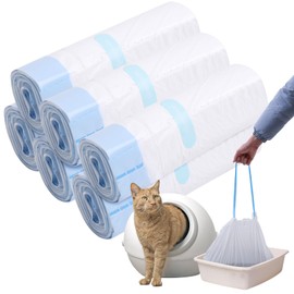 Cat Litter Box Waste Bags for Robot 4 and 3,Waste Drawer Liners,Cat Litter Box Liners, Drawstring Self Cleaning Heavy-Duty, Extra Thick Replacement Bags Liners (60 Pack)