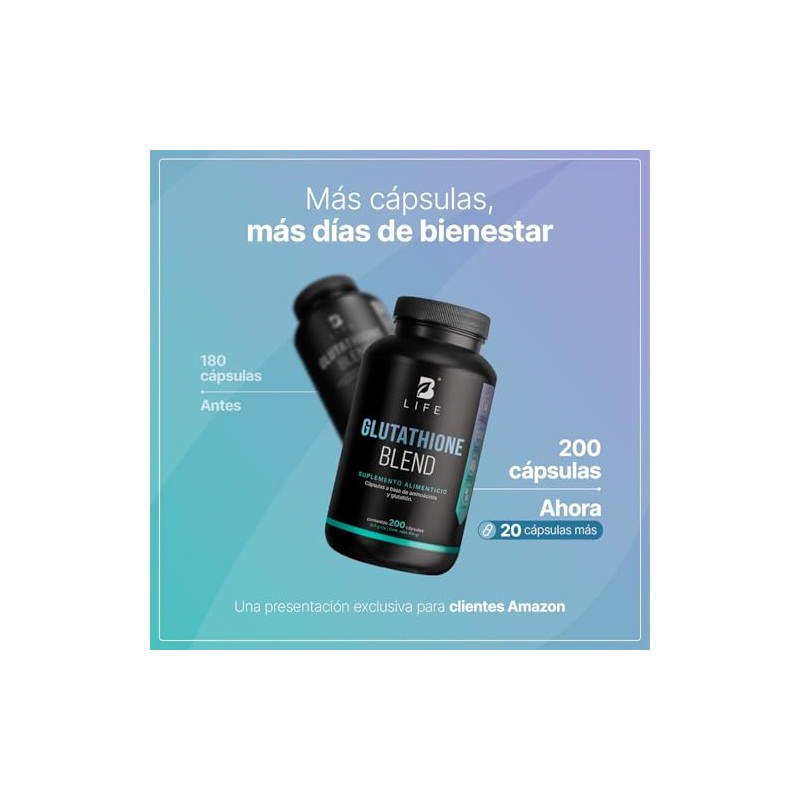 Life Glutatión 200 Cápsulas 1000 Por Porción Cisteína Glutamina Glicina