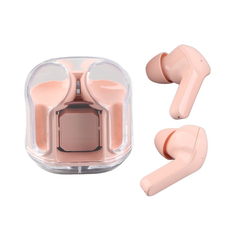Wireless Bluetooth Earphones Noise Reduction Headphone Digital Display Rechargeable Pink