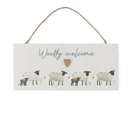 Cooksmart Highland Sheep Rectangular Plaque | British Designed Hanging Decoration | Rustic Sheep & Nature Print | MDF with Twine Rope | Farmhouse-Style Home Décor | Decorative Indoor Sign