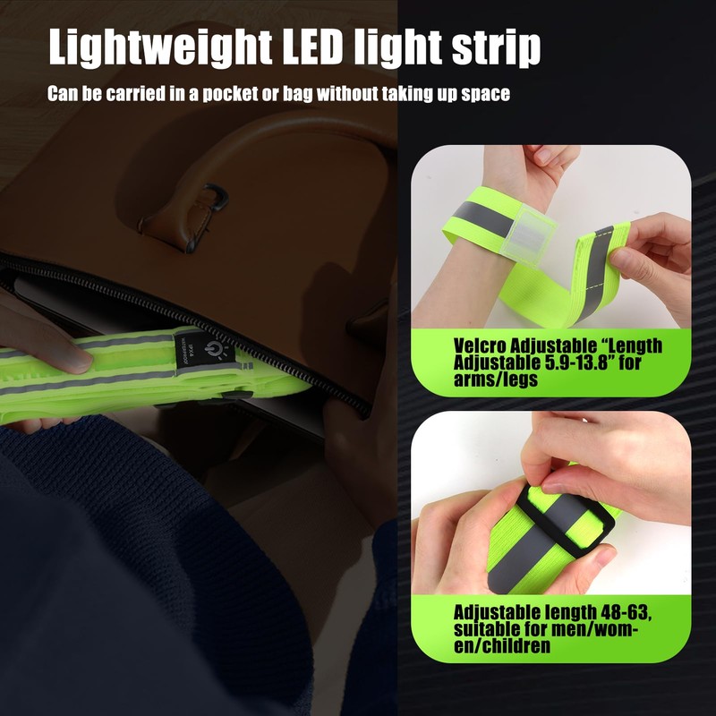 Jesiah LED Reflective Running Gear, 3 Light Modes High Visibility