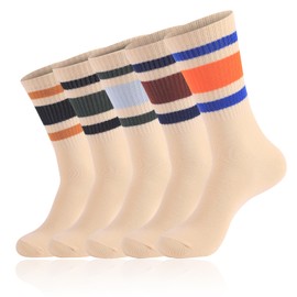 Calcetines a rayas con tubo de estilo retro, coloridos calcetines divertidos, multicolor, (Multicolor 04), M