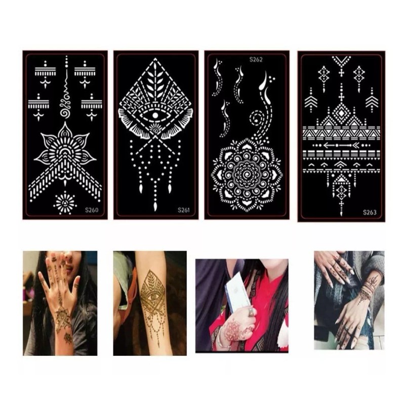 Xmasir Henna - Plantillas De Tatuaje Temporales Con Purpurin