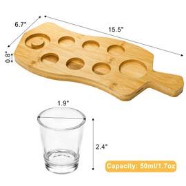 Suwimut Tequila Shot Board Shot Glasses Serving Tray with 6 Shot Glasses, Bamboo Shot Glasses Holder with Salt Rim, Tequila Flight Board for Liquor, Party, Wedding, Housewarming, Club, Home, Bar