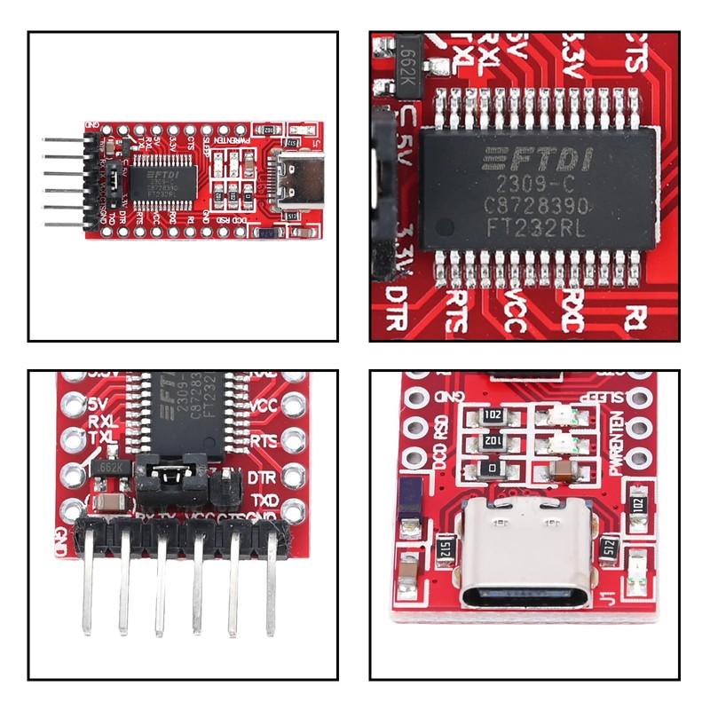 Podazz 2Pcs FT232RL 3.3V 5V FTDI USB to TTL Serial
