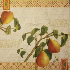 TWO Individual Napkins Pear Fruits Cocktail for Decoupage (127