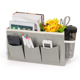 Ozzptuu Bedside Storage Caddy/Bedside Hanging Storage Bag for Headboards Bunk Beds Dorm Rooms Book Phone Magazine Holder (New Grey)