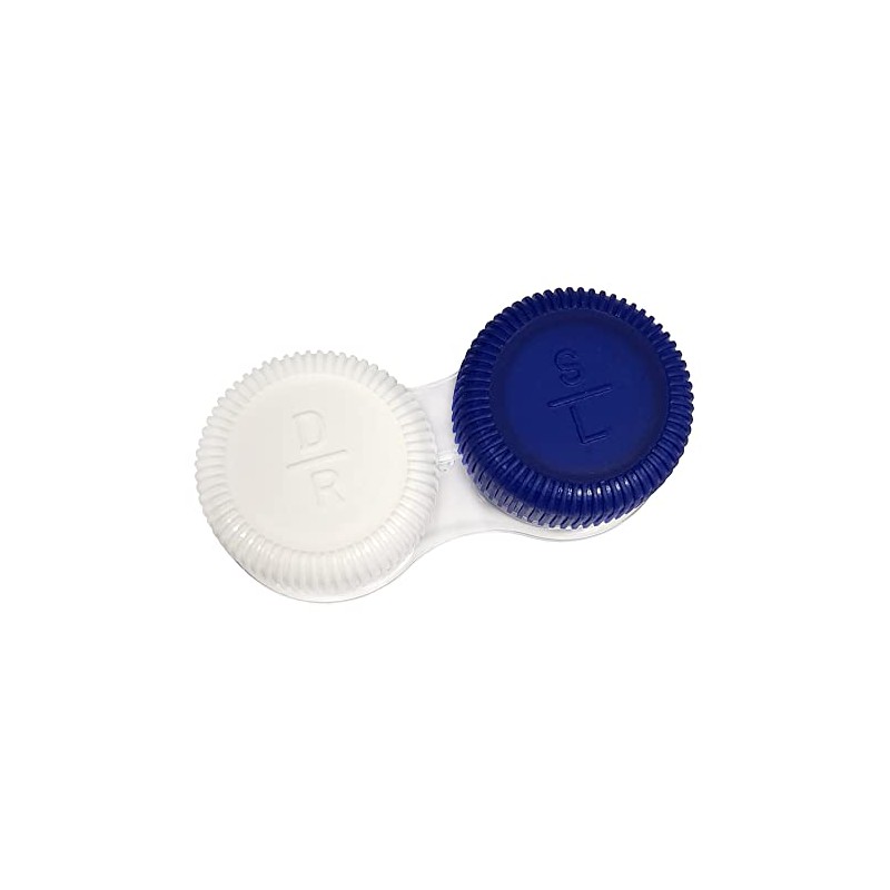 Screw top Contact Lens Cases, Blue/White, 12/Pack