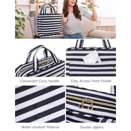 2 PCS Hanging Travel Toiletry Bag with Hook, Large Capacity Makeup Bag for Women & Men, Foldable Waterproof Cosmetic Organizer with 4 Transparent Compartments for Bathroom, Travel Essentials (Black)