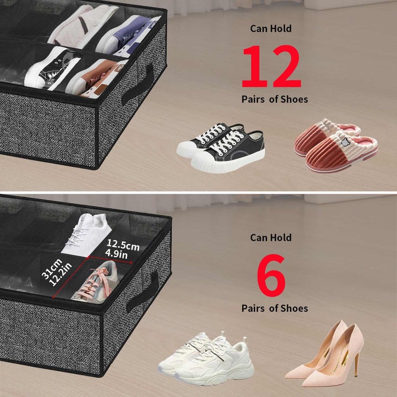 Onlyeasy Sturdy Under Bed Shoe Storage Organizer, Set of 2,
