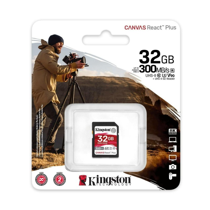 Kingston Memoria SD SDHC Canvas React Plus 300R UHS-II V90(SDR/32GB)