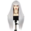 Lady Hanne Long Straight Wig With Bangs Grey Silvery Silky