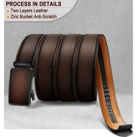 KEMISANT Men's Belt Rachet Leather Belt Adjustable Golf Belt Dress Belt Casual Denim Belt 35 mm Width for Perfect Fit, Dark Brown6496