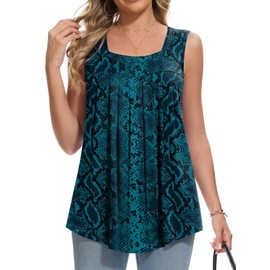 PEVRL Tank Top for Women 2025 Summer Sleeveless Square Neck Loose Fit Flowy Shirts Green Snake Skin XL