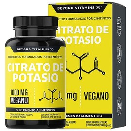 Citrato de Potasio 1000mg  Adicionados con Platano en Polvo, Curcuma y Semilla de uva  Cápsulas sin rellenos  Potassium Citrate-60 cápsulas           