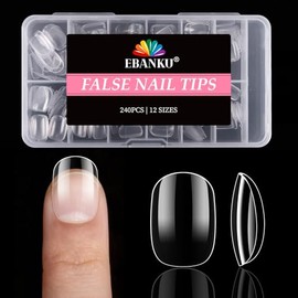 EBANKU 240 uñas postizas para niños, cortas y transparentes, para niñas pequeñas, cobertura total, decoración de uñas.