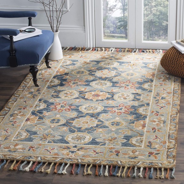 SAFAVIEH Aspen Collection 5' Square Grey / Navy APN110A Handmade
