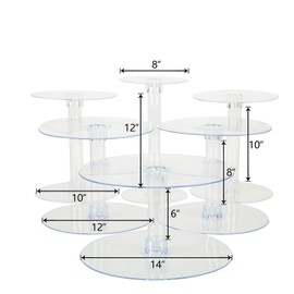 Balsa Circle 6 Tiers Clear Round Crystal Acrylic Cupcake Stand - Tiered Dessert Food Display Serving Tower Birthday Party Wedding