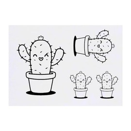 Azeeda 4 x 'Glücklicher Kaktus' Temporäre Tattoos - Wasserfest, Hautfreundlich & Ungiftig · Transfers in Verschiedenen Größen (TO00070926)