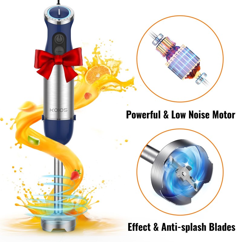KOIOS 5-in-1 Hand Immersion Blender, 12 Speed Adjustable Emulsifier Handheld