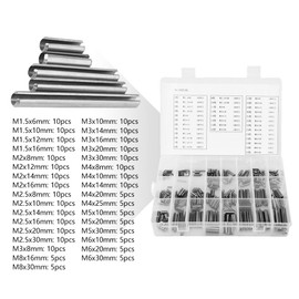Jectse Hollow Tension Pins Assortment, 280 Pieces, Stainless Steel Hollow Cotter Pins, Assorted Clamping Sleeves, Tension Pins Assortment, M1.5 M2 M2.5 M3 M4 M5 M6 M8