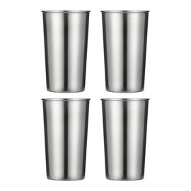 HIDORAN Premium Stainless Steel Cups 16oz Pint Cup Tumbler 4 Pack Premium Metal Shatterproof Cups Stackable Durable Cup