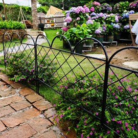 SCENDOR Decorative Garden Fence, 20in x 10ft Easy Assembly Landscape Fencing for Dog Pet Rustproof Metal Panel Border for Outside, No Dig Animal Barrier for Yard Outdoor, Grids