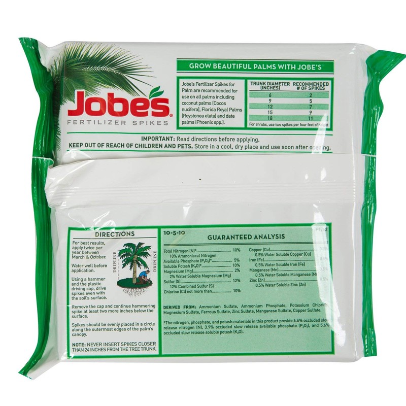 Jobe's Palm Tree Fertilizer Spikes 10-5-10 Time Release Fertilizer for