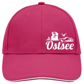 Huuraa Unisex Cap Baltic Sea Beach Motif Gift Pink/White Baltic Sea Gift