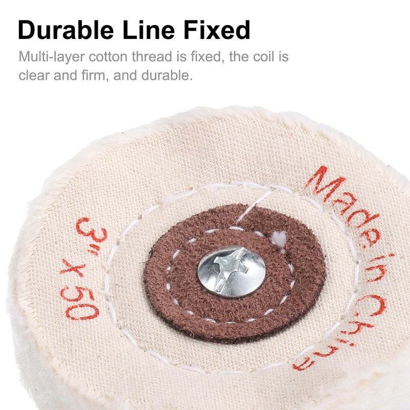 uxcell 3-Inch Buffing Polishing Pad Wheel Cotton with 15/64-inch Handle