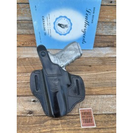 Don Hume Leathergoods Vintage Don Hume H721 CS Black Leather OWB Holster For Glock 17 22 31 - Right Draw Plain Mid State Brown Covered Slots