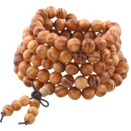 KYEYGWO 108 Natural Wood 6 mm / 8 mm Mala Beads Bracelet for Men and Women Meditation Prayer Wrap Bracelets Tibetan Buddhist Stretch Bracelets Necklace, NA
