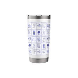 European Summer Stamp Sardines Lobster Shells Bikini in Blue Stainless Steel Insulated Tumbler